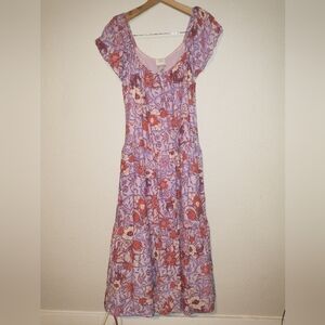 Knox Rose Floral Purple Red Boho Fairy Grunge Maxi Dress Size XS